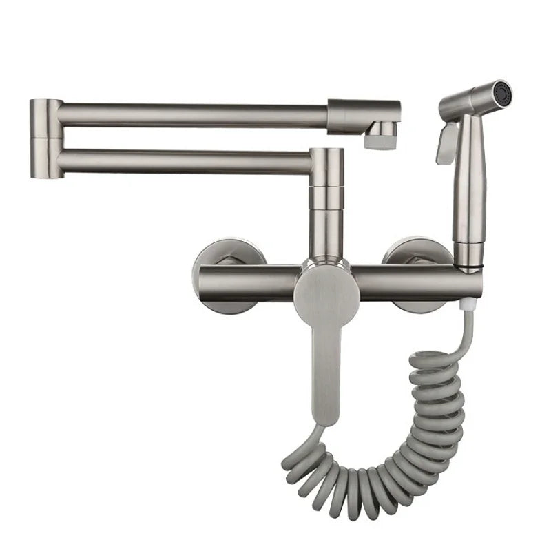 Foldable Kitchen Faucets with Double Joint Swing Arms Pot Filler Faucet Retractable Spout Bidet Sprayer Laundry Sink Mixer Tap