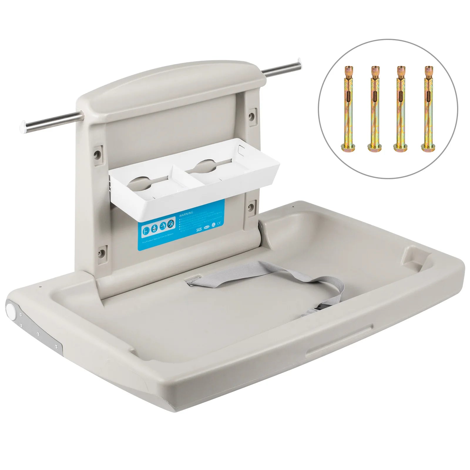 SucceBuy Baby Changing Station Commercial Wall Mount Baby Diaper Changing Table Fold Down Vertical Restroom Baby Changing Table