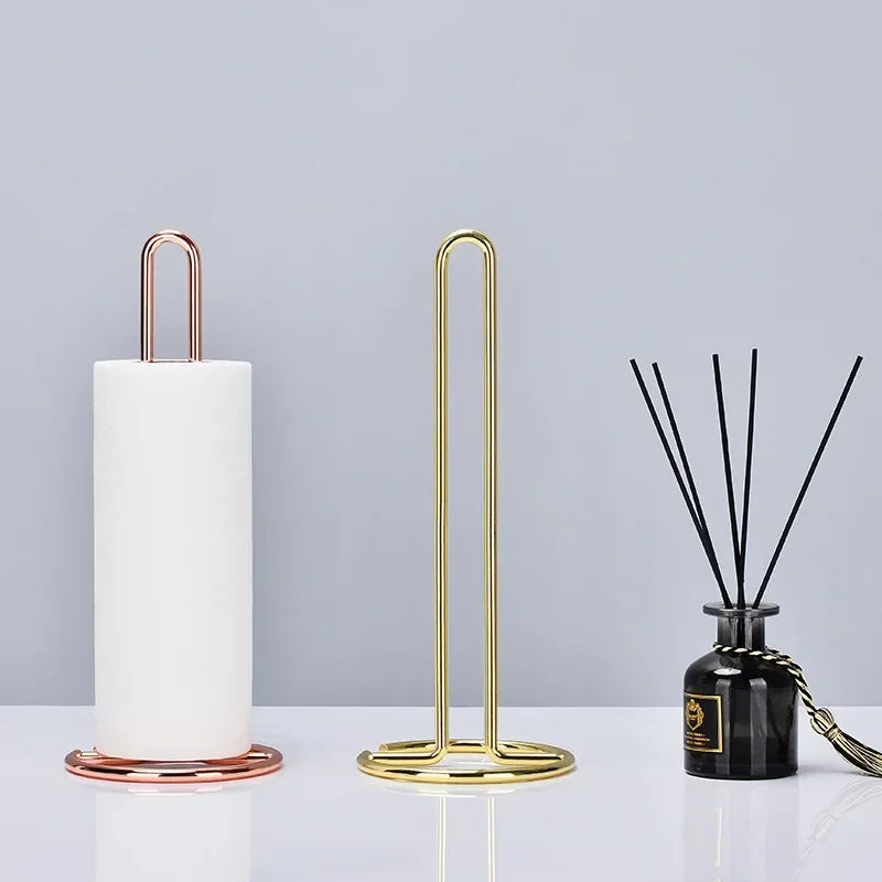 Kitchen Roll Paper Towel Rack Bathroom Stainless Steel Standing Paper Holder Rose Gold Nakins Rack Kitchen Organizer Accessories