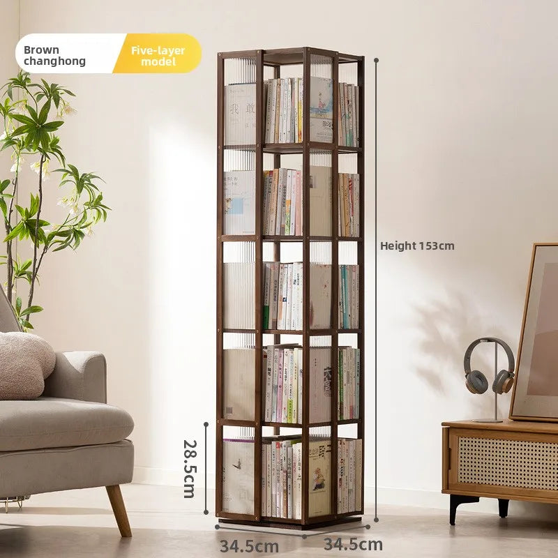 Rotating bookshelf 360 degree floor storage shelf Internet celebrity home simple student bookcase