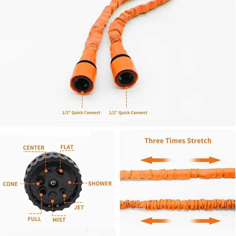 25FT-200FT Garden Hose Expandable Flexible Hose Courtyard Daily Irrigation Tool High Pressure Car Wash Clean Water Gun