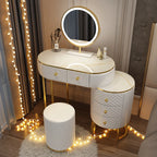 Nordic vanity chair white bedroom LED light Dresser storage cabinet makeup Dressing table light mirror stool bedroom furniture