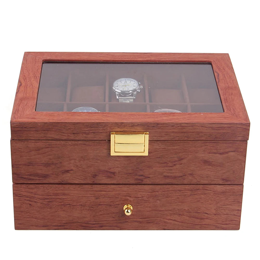 20 Slot Wooden Watches Display Box Case Jewelry Watch Storage Organizer