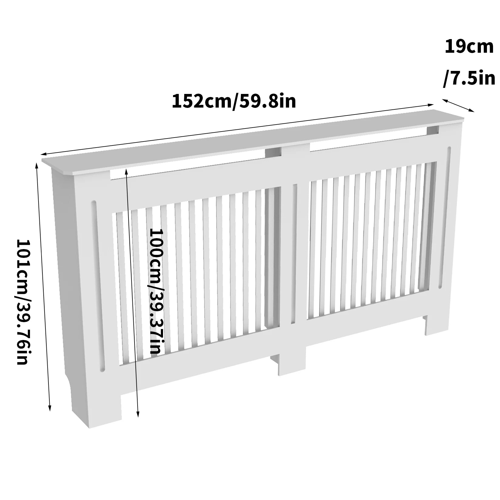 High Radiator Cover Modern Slatted Vertical Radiator Cover MDF Cabinet High Radiators Shelf for Bedroom Living Room Radiators