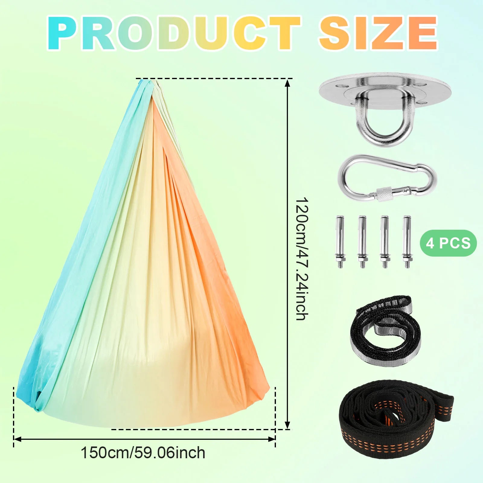 Sensory Swing Kit Polyester Double Layer Therapy Cuddle Swings Stable Sturdy Swing Joy Hammock for Indoor Outdoor Children Play