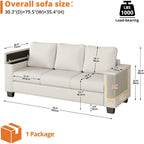 Living Room Couch with Storage, Wide Armrests, 80 Chenille Fabric, 3 Seater Sofa, Deep Seating, Skin-Friendly, Easy Assembly