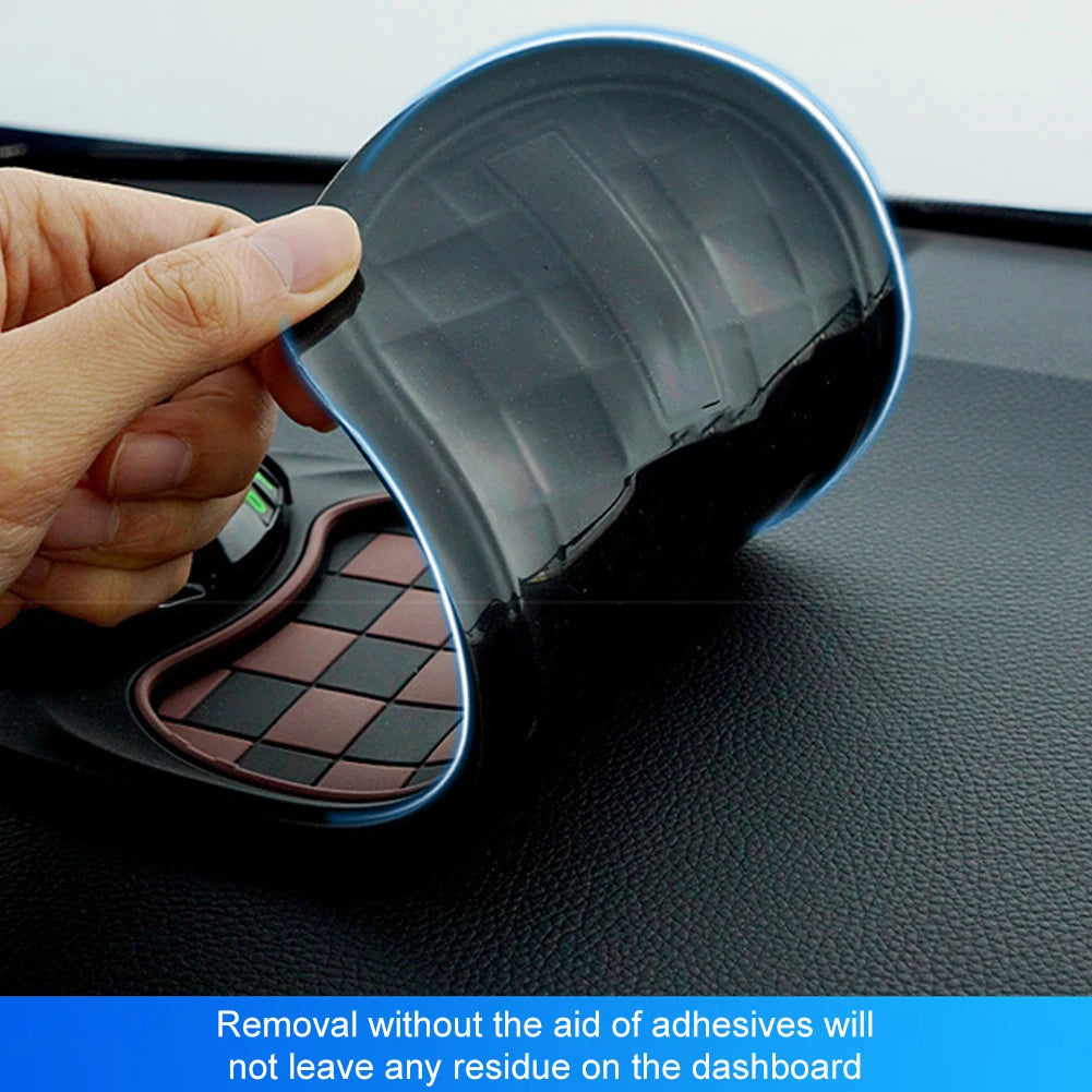 Car Dashboard Mat with Parking Number Plate Car Dash Grip Pad Anti-Shake Rotating Car Phone Holder Anti-Slip Car Accessories