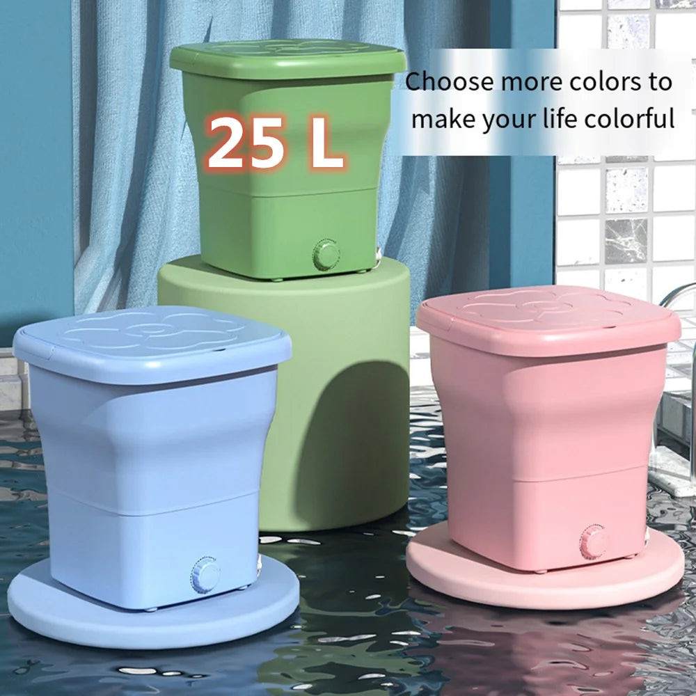 25L Large Portable Washing Machine Folding and Dryer Bucket for Clothe