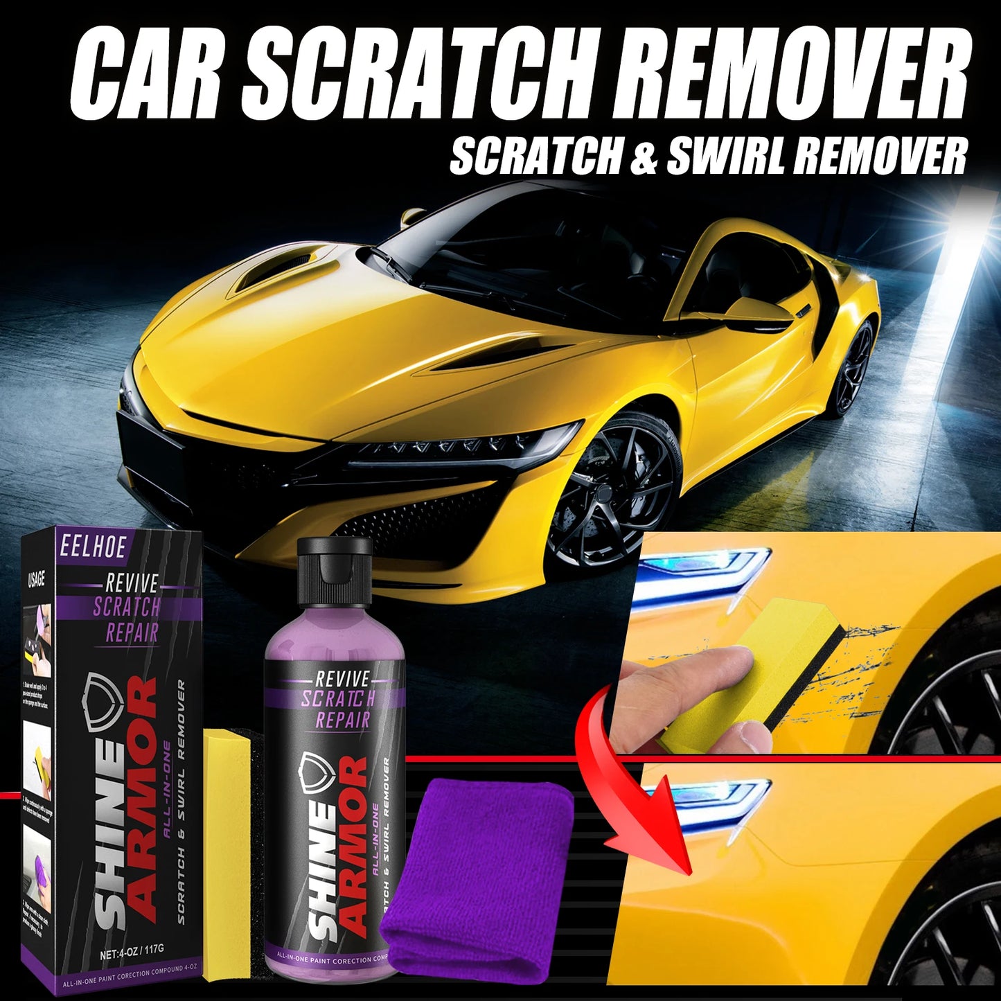 Auto Scratch Remover Nano Wax Polish Spray – Scratch-Free Coating & Shine Restoration | AlluCanFind