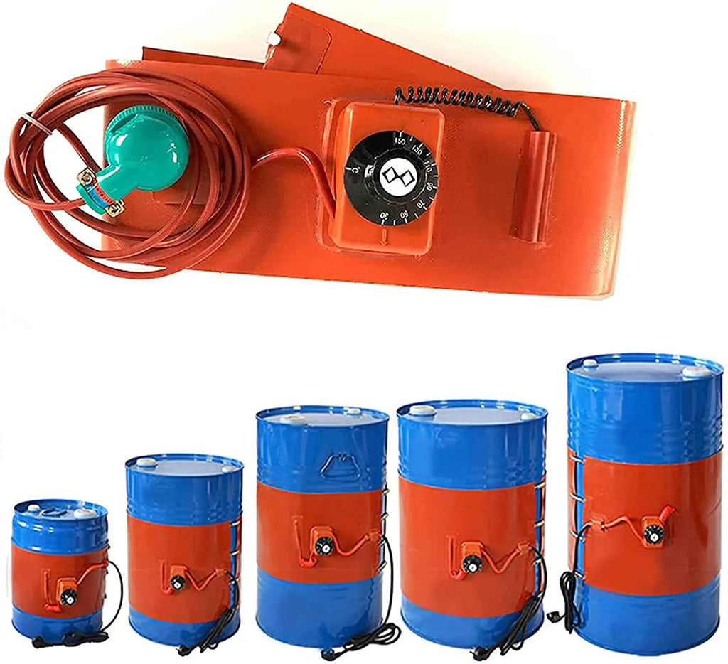 110V/220V Silicone Rubber Heating Pads with Thermostat Temperature Controller Sensor Heater Wraps Belts for Oil Tank Drum Barrel
