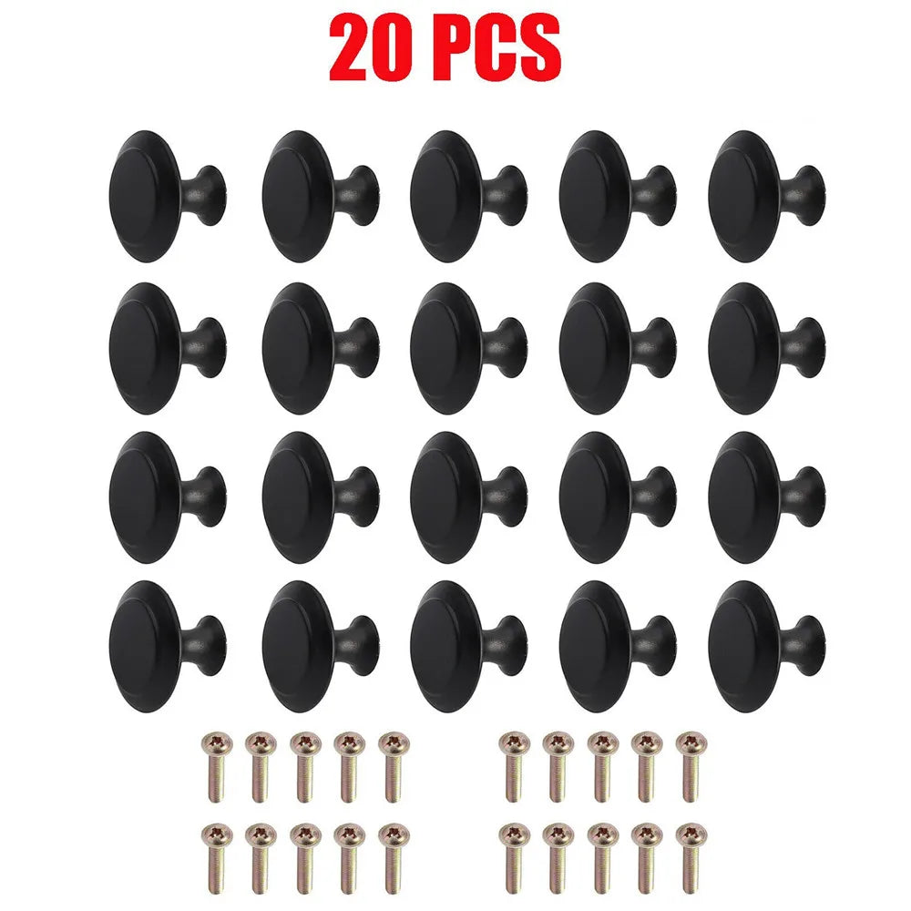 20pcs/set Round Cabinet Knobs Stainless Steel Drawer Knobs Kitchen Cupboard Pull Handles Furniture Hardware Accessory