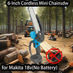 Mini Chainsaw Compact 6-inch Handheld Electric Log Cutting Tool for Woodworking Camping Yard Cleanup For Makita 18V Battery Pin