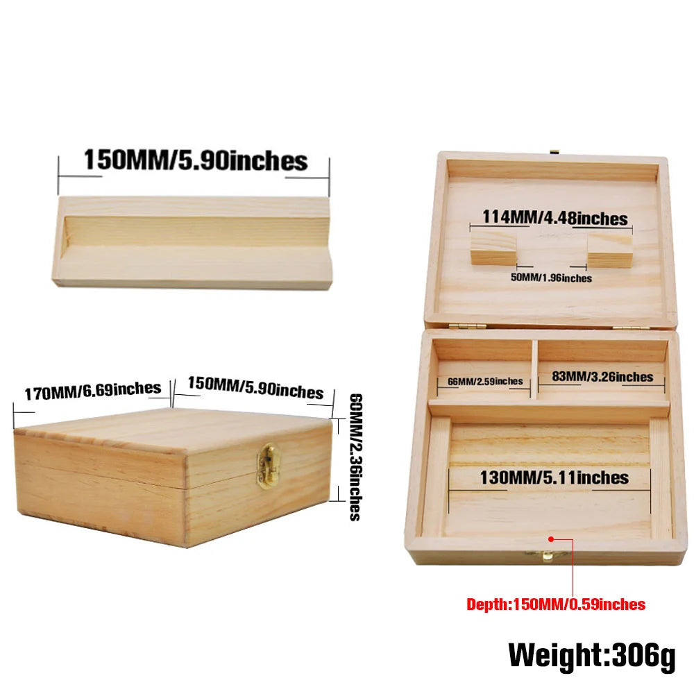 Stash Box Set Smoke Accessories With Rolling Tray Wood Natural Bamboo Storage Container for Herb Jar Grinder Organizer Men Gift