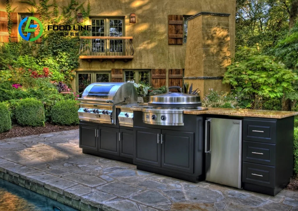 customize Outdoor Kitchen Modules Stainless Steel DIY BBQ Island Cabinets Sink Storage Grill Station for Backyard