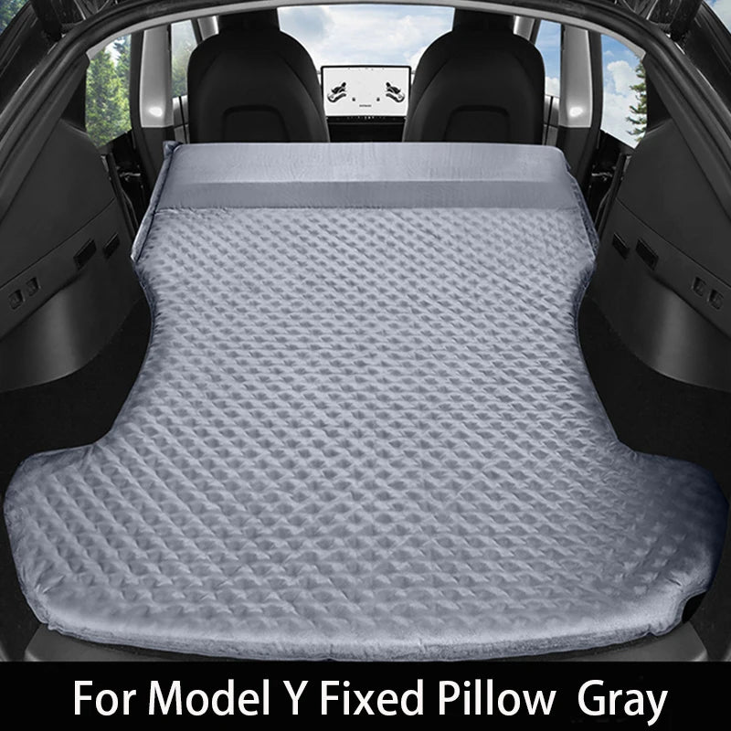 For Tesla Model 3 Model Y 2017-2025 Inflatable Air Mattress Outdoor Camping Inflatable Special Suede Fabric Car Travel Bed