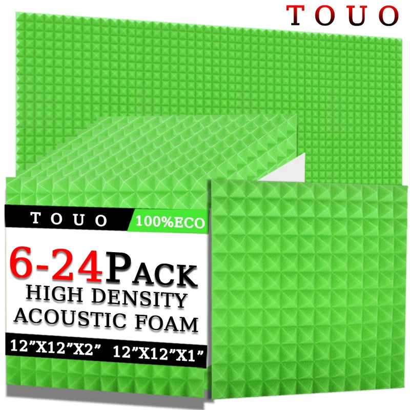 TOUO 6/12/24 Pcs Pyramid Acoustic Foam Sound Absorbing Studio Acoustic Treatment Noise Insulation For Walls Acoust Insulation