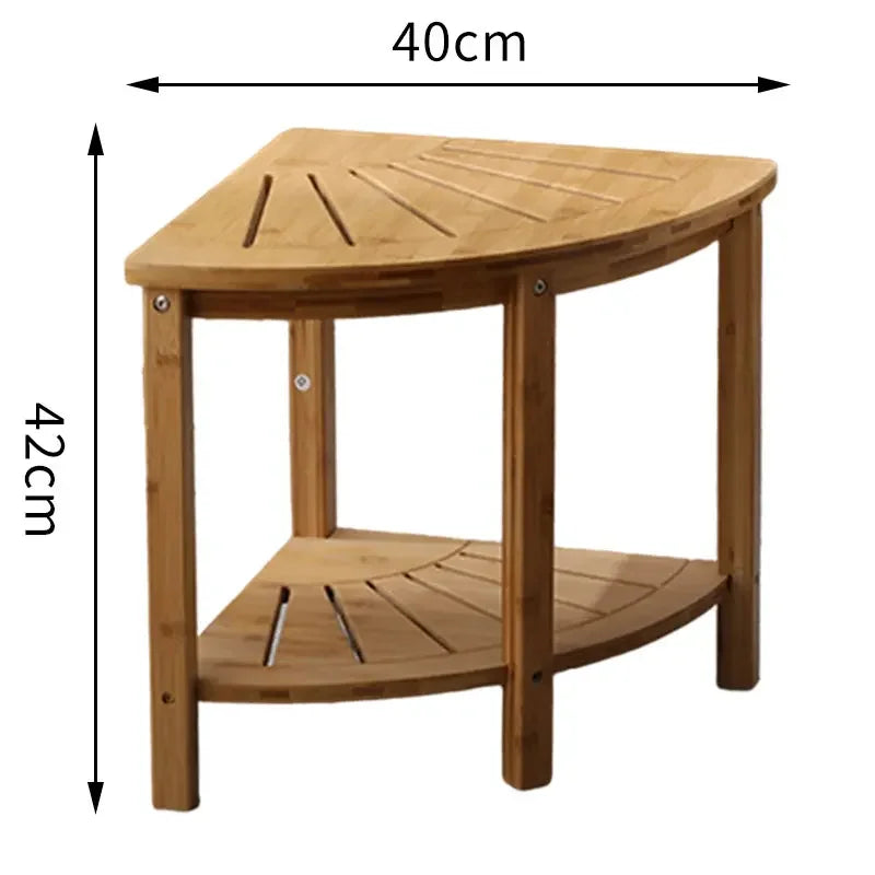 Bamboo Shower Bench Anti Slip Thickening Shower Stool with Storage Shelf Spa Bath Seat for Bathroom Organizer Hallway Bench