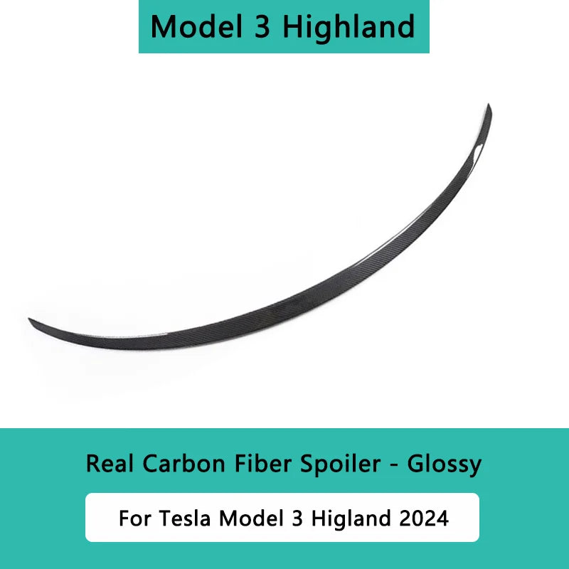 For Tesla Model 3/Y/S/Highland Spoiler Real Carbon Fiber Original High Performance Auto Trunk Tail Wing Car Exterior Accessories