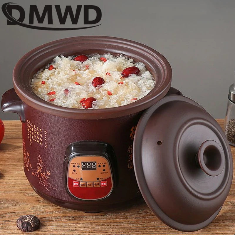 DMWD Smart Slow Cooker Household Steam Stew Multifunction BirdsNest Pregnant Tonic Baby Supplement Nutritious Purple Sand Liner