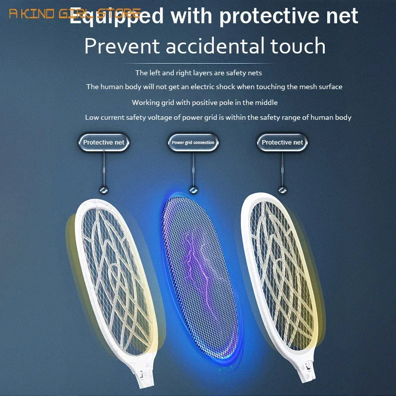 10LED Trap Mosquito Killer Lamp Electric Flies Swatter USB Rechargeable Summer Mosquito Trap Racket Anti Insect Bug Zapper 3000V