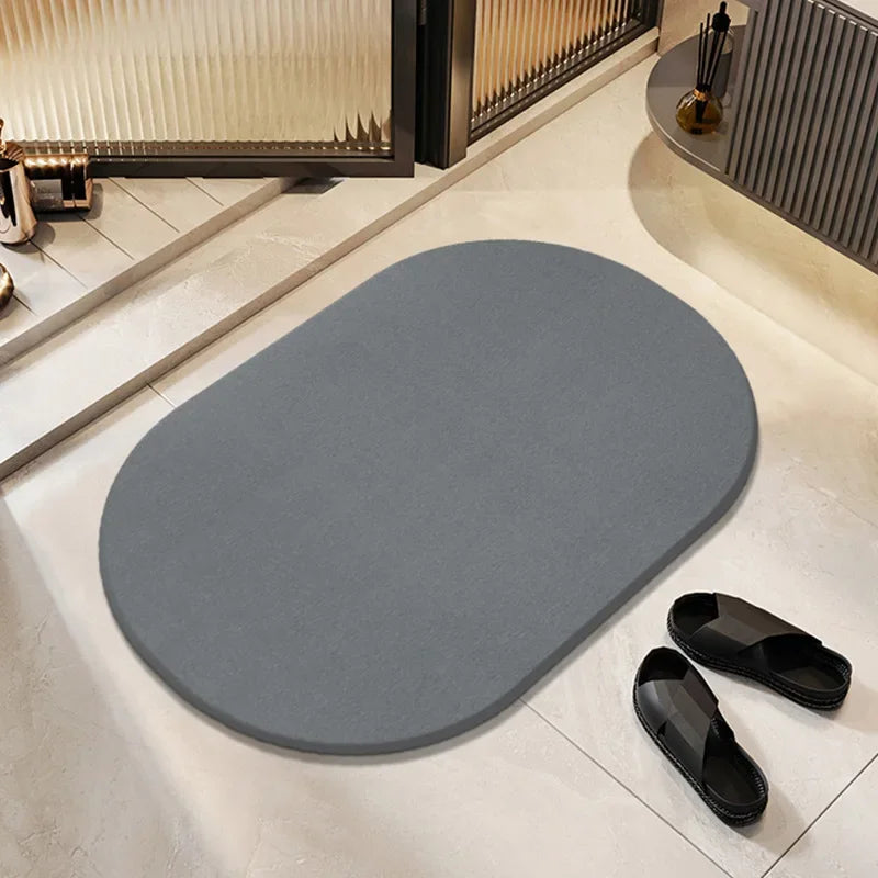 Stone Bath Mat Natural Diatomaceous Earth Shower Mat Super Absorbent Quick Drying Bathroom Floor Mat Grey Rug Easy To Clean 2024
