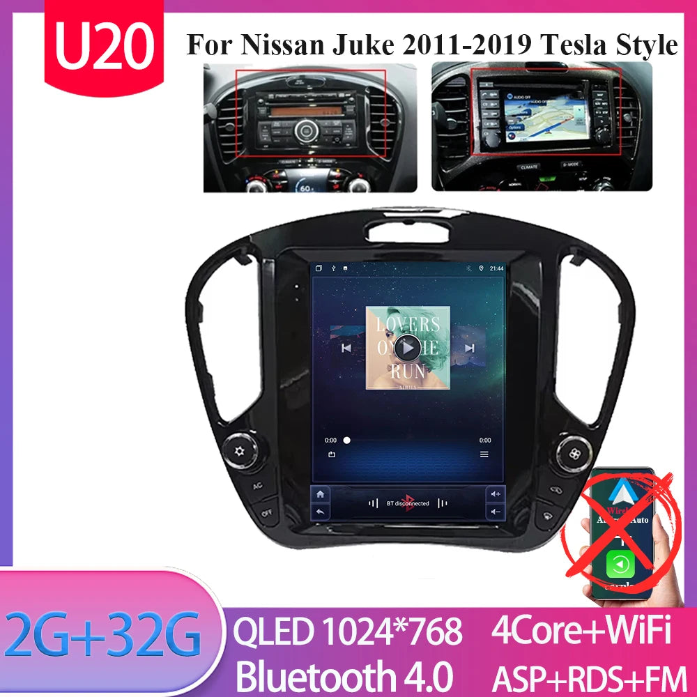 For Nissan Juke 2011-2019 tereo Head Unit  9.7'' Wireless Carplay Android 15 Auto Radio Seat Cover Multimedia Player Navigation