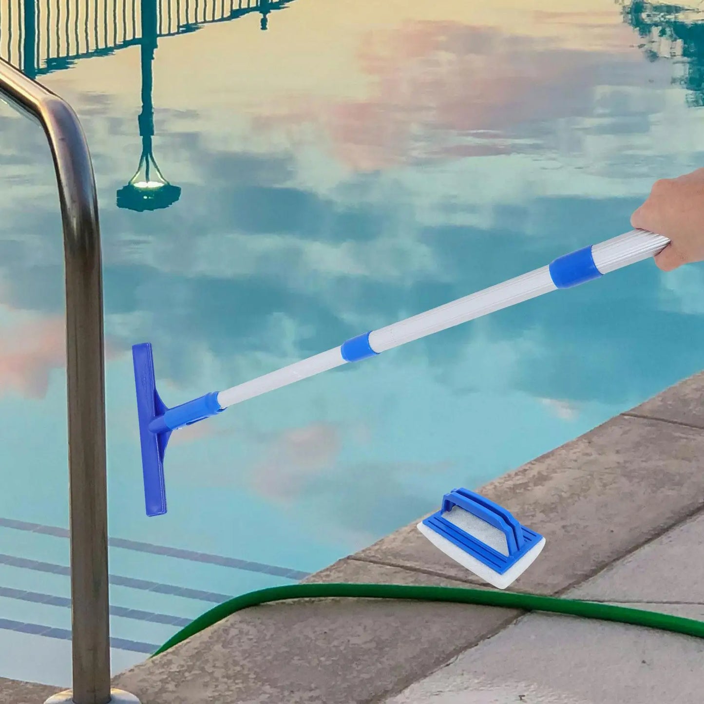 Swimming Pool Cleaning Set Supplies Pole Inflatable Net and Brush Nylon Leaf Skimmer Cleaner Kit