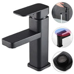 Bathroom Faucet Hot&Cold Mixer Tap Deck Mounted Bathroom Basin Faucets Black Square Washbasin Sink Bathtub Faucet