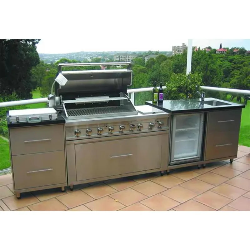 Custom Garden Outdoor Modular Kitchen Cabinets Complete Stainless Outdoor Kitchen Sturdy For Patio Commercial Use