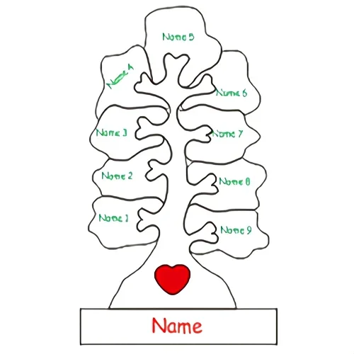Wooden Family Tree Puzzle,Personalized Customized Free Engraving Custom Name Christmas Tree,Desktop Ornament Decorations Gifts