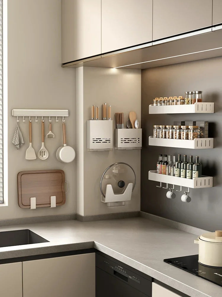 kitchen rack non-punching wall hanging seasoning rack multi-function