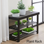 JHK Living Room 3-Tier Bamboo Shoe Rack Bench Holds Up to 286 lb Storage Organizer Easy Assemble Suitable for Bedroom Balcony ﻿