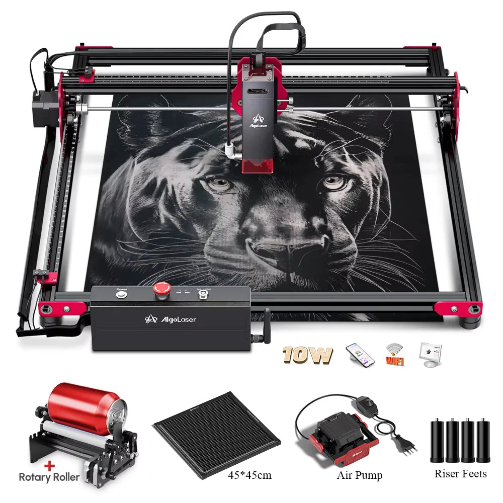 AlgoLaser DIYKIT Laser Engraver 10W Output Power,App Offline Control,Table DIY Engraver Cutter Tool For Metal/Glass/Wood Engrave