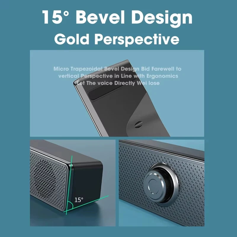 4D Bluetooth Computer Speaker Bar with Subwoofer Stereo Sound for Macbook Laptop Notebook PC Music Player Loudspeaker and Mic