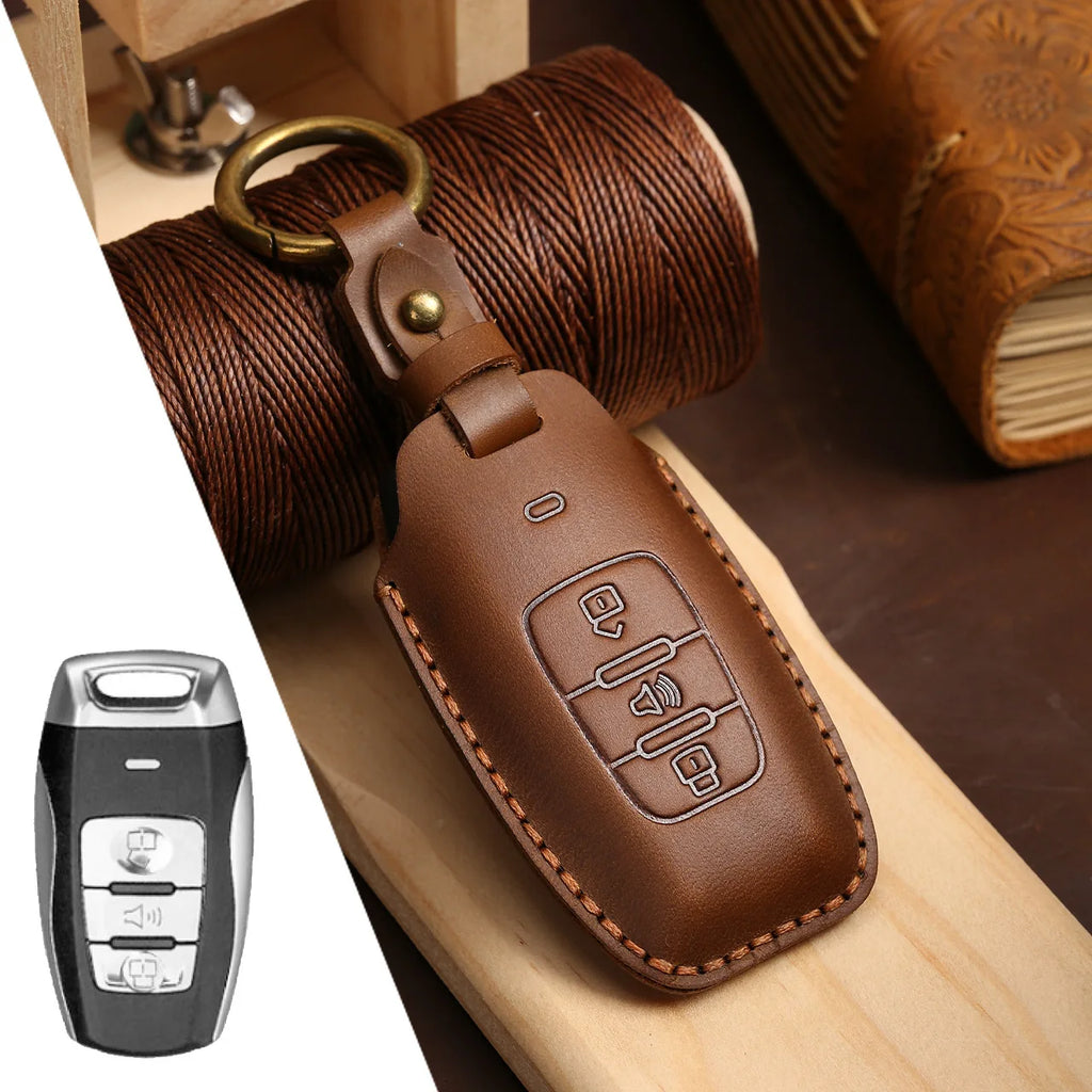 Car Key Case Cover Leather 4 Button Fob for Haval Jolion H6 H7 H4 H9 F5 F7 H2S Big Dog Great Wall Euler White Cat Keyring Holder