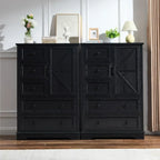 Dresser for Bedroom, 5 Drawer Wood Dresser, Black Dresser Farmhouse Dressers with 5 Wooden Drawers and Storage Cabinet