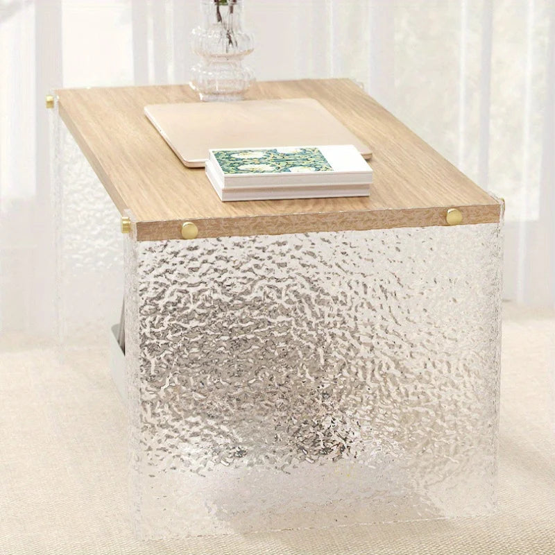 Log Style Sofa Table, Long Table for Living Room, Tea Room, and Reception Room, Acrylic + Wood, Tea Table Center Table
