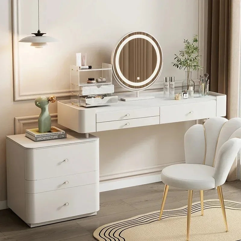 Salon Storage Vanity Table Living Rooms Beige Organizer Makeup Dresser Luxury Space Saving Comfortable Muebles Trendy Furniture