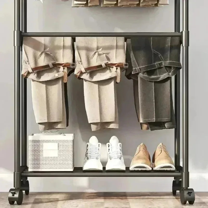 Clothes drying rack Simple floor storage rack Shoe hat rack Household bedroom coat rack Balcony drying rack