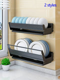 Wall Mounted Kitchen Dish Drainer Dish Drying Rack  Storage & Organization Kitchen Gadgets Shelf Useful Things For Kitchen