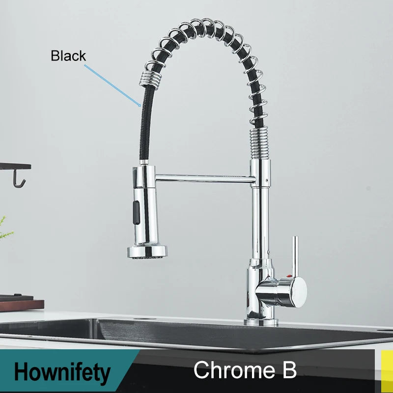 Hownifety Chrome Kitchen Sink Faucet Stainless Steel Hot and Cold Water Tap Deck Mounted Bathroom Gourmet Kitchen Crane