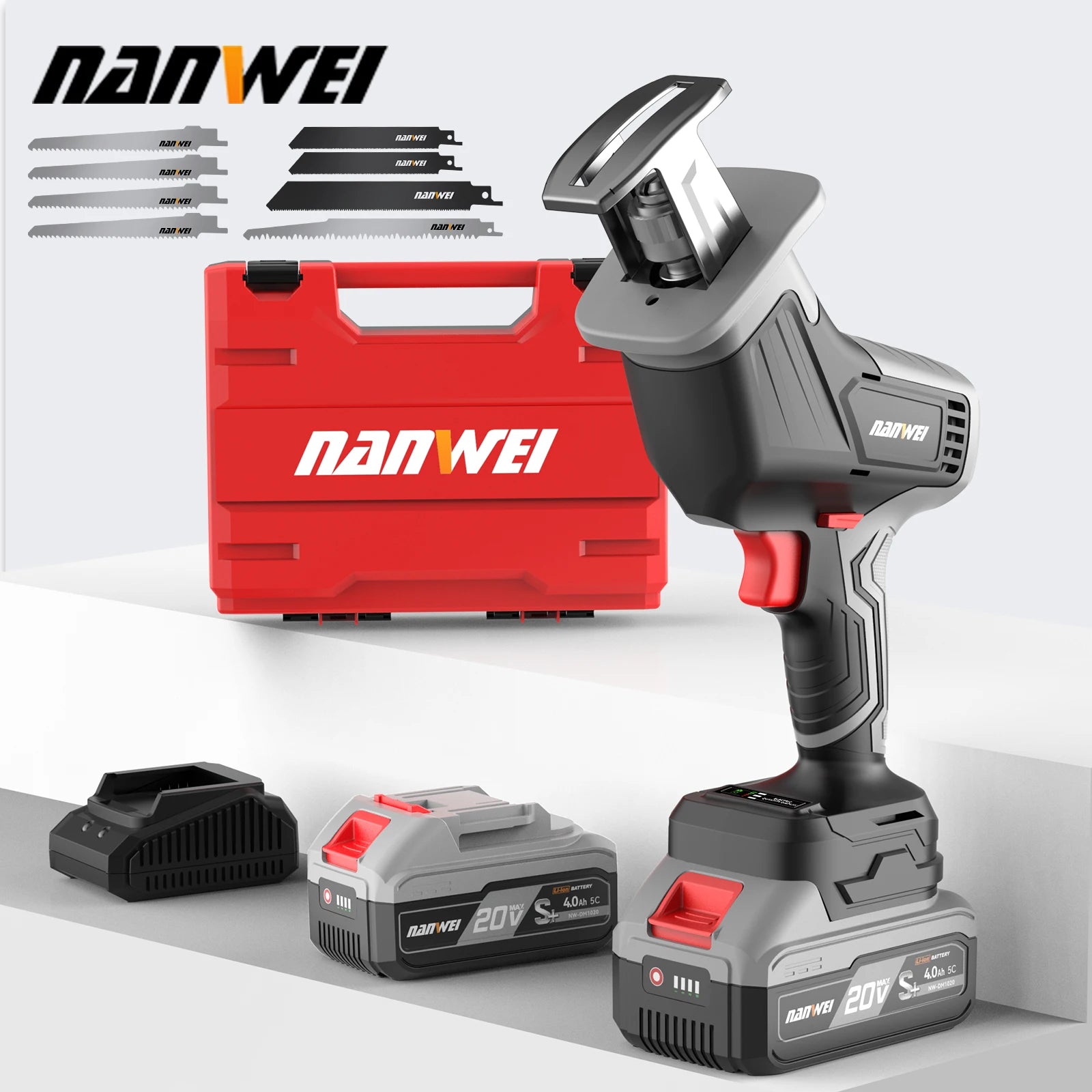 NANWEI Brushless Reciprocating Saw Power Tool Reciprocating Saw Metal Cutting Wood Cutting Tool Electric Drill Accessory