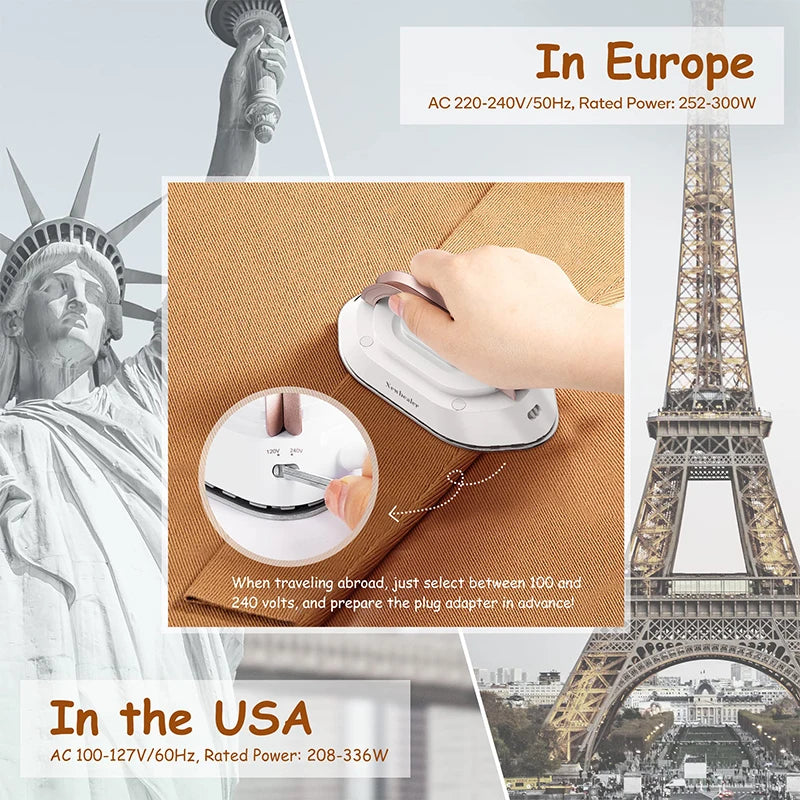 Mini Handheld Travel Iron 120V/220V Lightweight Dry Iron 30S Heat Pres