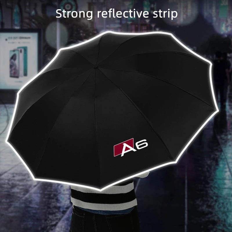 Car Umbrella With LED Flashlight Reflective Stripe Reverse Umbrella for audi sport RS A1 A3 A4 B7 B8 A5 A6 A7 A8 Q3 Q5 Q7 Q8 TT