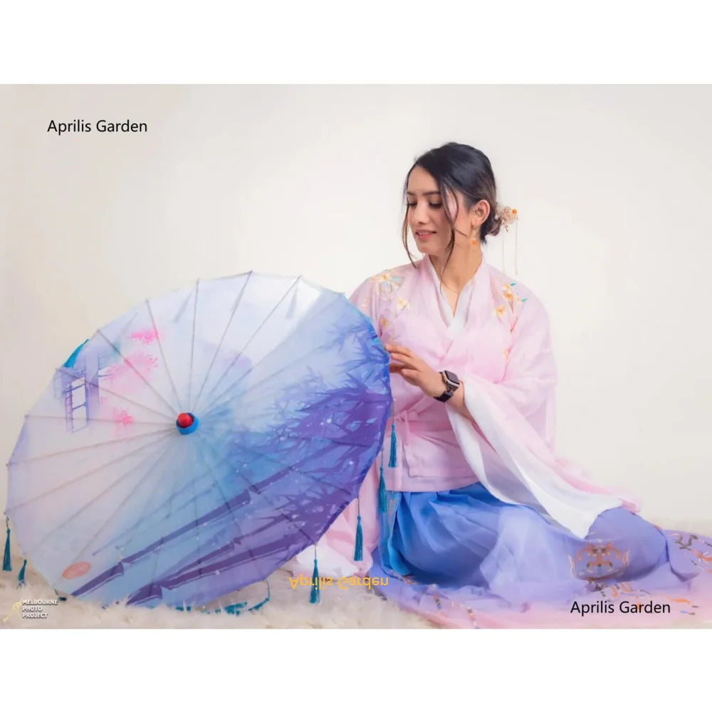 Star Oil Paper Waterproof Beach Umbrella Fan Chinese Dance Performance Lace Umbrella Classical Hanfu Fairy Parasol Paraguas
