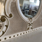 European French retro old solid wood dresser rattan bedroom white makeup table with mirror arc customization