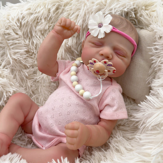 NPK 19-inch Pascale Cloth Body Newborn Baby Reborn Doll with Realistic 3D Skin Multiple Layers Painting Visible Veins Soft Touch