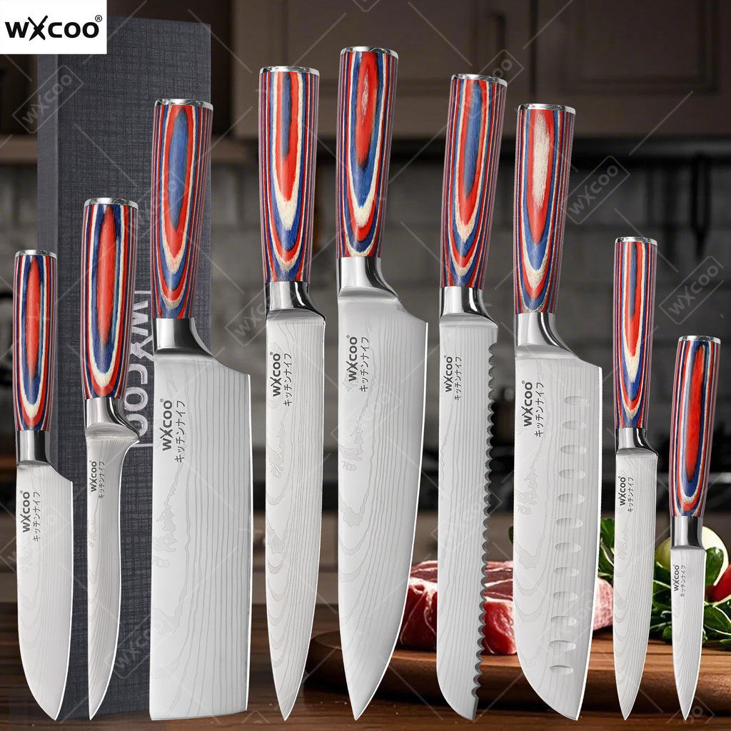 WXCOO Kitchen Knife Tools Set Chicken Cooking Meat Fish Fruit Bone Handmade Forged  Bread Knife  Professional