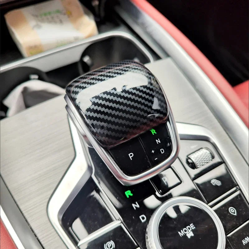 For CHERY Tiggo 8 Pro Max 2024 Gear Lever Cover Shifter Knob Case Gearbox Stick Shift Collars Handle ABS Carbon Car Accessories