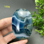 Natural Blue Agate Palm Play Healing Spiritual Meditation Chakra Witchcraft Prayer Energy Feng Shui Home Decor Gift